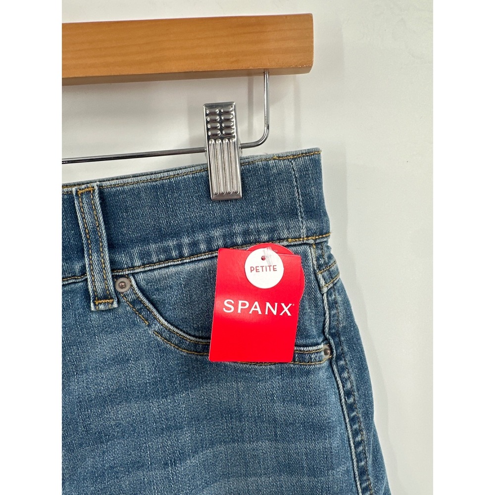 Spanx Seamed Front Wide Leg Jeans Vintage Indigo Large Petite - Picture 5 of 8
